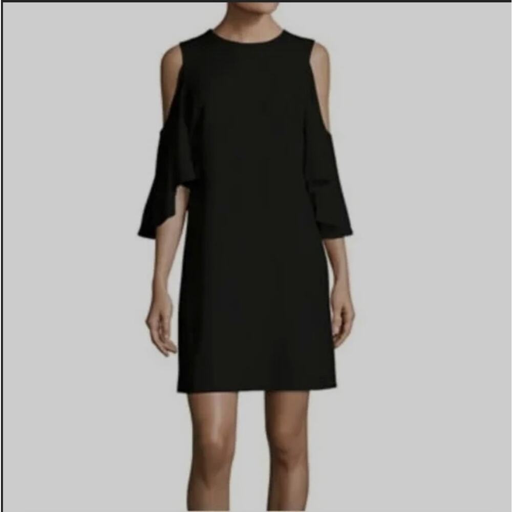 Whimsigoth Mini Going Out Dress 2 Black Flutter Cold Shoulder Alice + Olivia